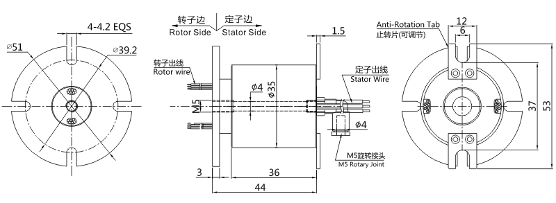 30010043001004系列單通路氣動(dòng)回轉(zhuǎn)接頭 系列滑環(huán)外形圖紙