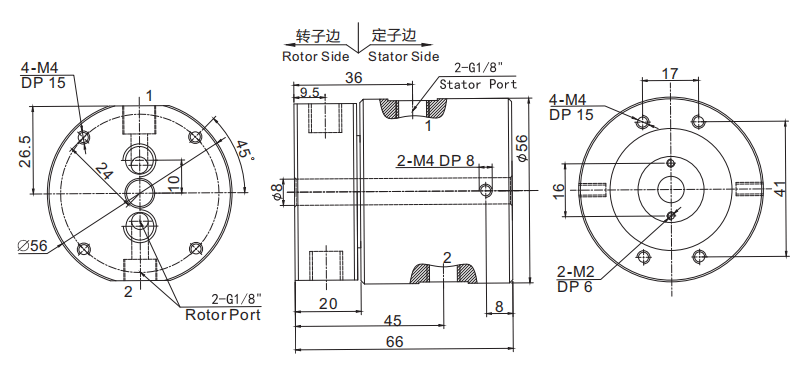 30020063002006系列二通路旋轉(zhuǎn)接頭 系列滑環(huán)外形圖紙