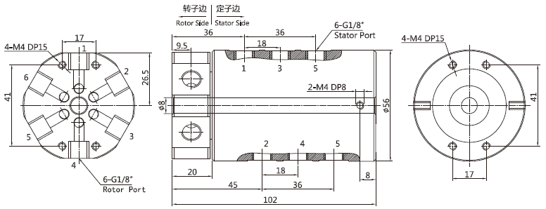 30060063006006系列多通路氣體旋轉(zhuǎn)接頭 系列滑環(huán)外形圖紙