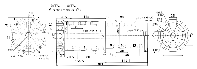 30120123012012系列多通路氣動回轉(zhuǎn)接頭 系列滑環(huán)外形圖紙