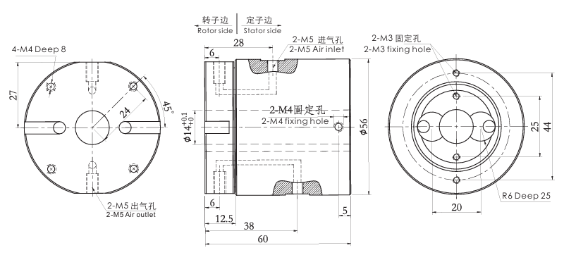 31420043142004系列純氣動旋轉(zhuǎn)接頭 系列滑環(huán)外形圖紙