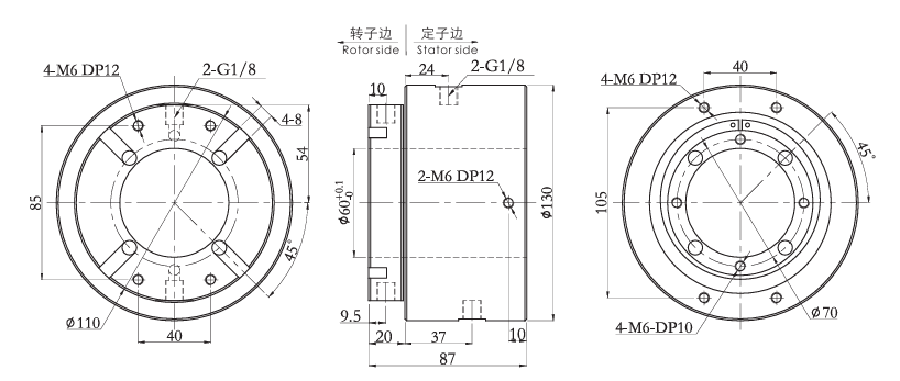 36020063602006系列純氣動(dòng)旋轉(zhuǎn)接頭 系列滑環(huán)外形圖紙