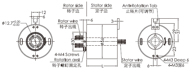 eh1256-01EH1256-01系列千兆網(wǎng)線滑環(huán)(1根千兆網(wǎng)線+0~22路電流/信號) 系列滑環(huán)外形圖紙