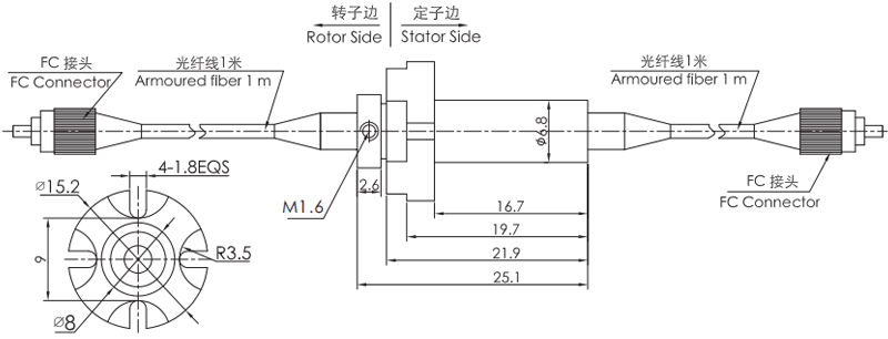 fo100FO100單通道光纖滑環(huán) 系列滑環(huán)外形圖紙