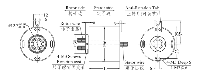 h1256H1256系列（過孔式、空心軸）滑環(huán) 系列滑環(huán)外形圖紙
