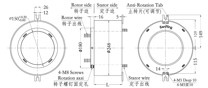 h150248H150248系列大孔徑過孔式滑環(huán) 系列滑環(huán)外形圖紙