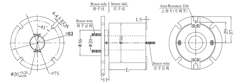 h2056fH2056F系列（轉(zhuǎn)子法蘭安裝）中空導(dǎo)電環(huán) 系列滑環(huán)外形圖紙