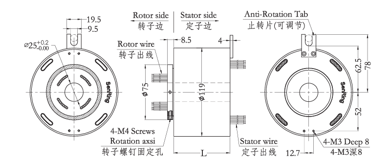 h25119H25119系列過孔導(dǎo)電滑環(huán) 系列滑環(huán)外形圖紙