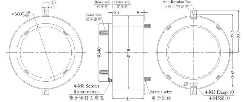 h300430H300430系列超大孔徑過孔導(dǎo)電滑環(huán) 系列滑環(huán)外形圖紙