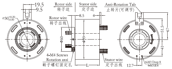 h3099H3099系列（過孔式、空心軸）滑環(huán) 系列滑環(huán)外形圖紙