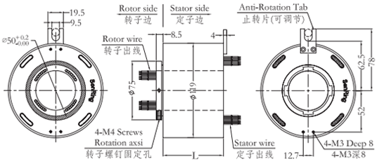 h50119H50119系列過孔導(dǎo)電滑環(huán) 系列滑環(huán)外形圖紙