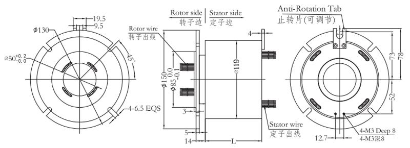 h50119fH50119F系列過孔導電滑環(huán) 系列滑環(huán)外形圖紙