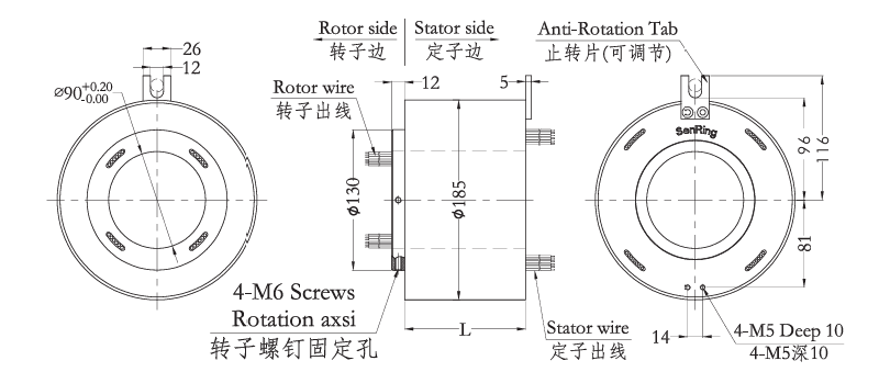 h90185H90185系列（過孔式、空心軸）滑環(huán) 系列滑環(huán)外形圖紙