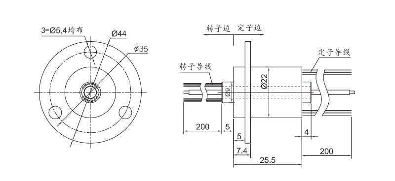 hf0103-22HF0103-22系列單通道同軸旋轉(zhuǎn)關(guān)節(jié) 系列滑環(huán)外形圖紙