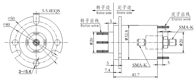 hf0118-32HF0118-32系列單通道18GHz射頻滑環(huán) 系列滑環(huán)外形圖紙