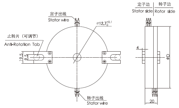 k212K212系列超薄PCB板滑環(huán) 系列滑環(huán)外形圖紙