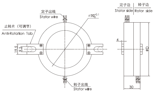 k270K270系列整體盤式滑環(huán) 系列滑環(huán)外形圖紙
