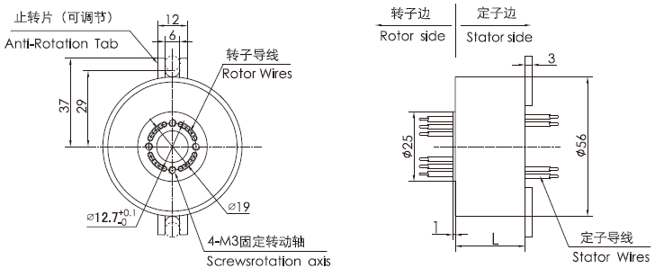 k312K312系列超薄扁平盤式滑環(huán) 系列滑環(huán)外形圖紙