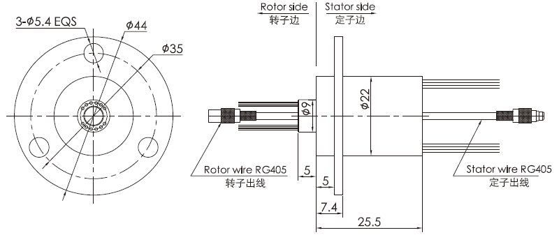 o022-08O022-08系列HD-SDI(1080P)高清滑環(huán) 系列滑環(huán)外形圖紙