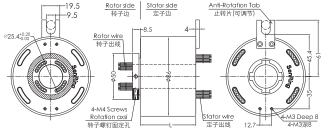 uh2586-01UH2586-01系列USB2.0信號滑環(huán) 系列滑環(huán)外形圖紙