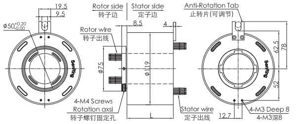 uh50119-01UH50119-01系列USB2.0信號(hào)滑環(huán) 系列滑環(huán)外形圖紙