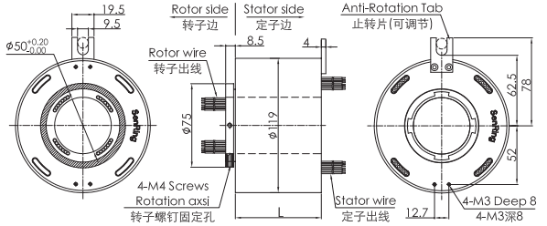 uh50119-02UH50119-02系列USB2.0信號(hào)滑環(huán) 系列滑環(huán)外形圖紙
